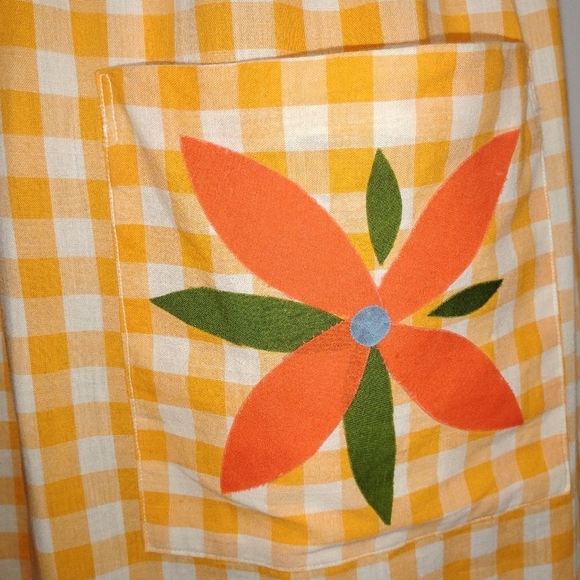 TANGERINE GINGHAM COTTON HANDMADE EMPIRE DRESS - Picture 5 of 9